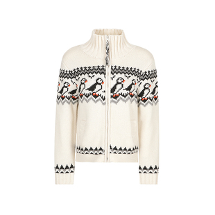 范洛Fano 松弛感冰岛费尔岛30羊毛提花绳结拉链立领开衫毛衣女冬