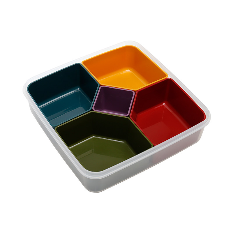 日本进口果盘创意客厅家用茶几糖果零食瓜子干果盘分格带盖水果盘