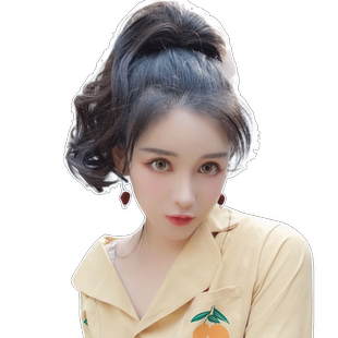 品秀假发隐形小虎夹短卷马尾女短卷发假马尾辫大波浪逼真短假发片