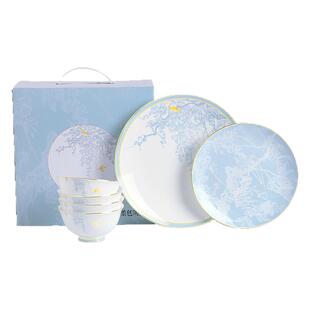 高级感骨瓷碗碟套装家用轻奢餐具礼盒乔迁新居礼物碗盘子中式碗具