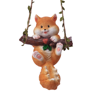 松鼠荡秋千树上挂件装饰花园户外庭院阳台幼儿园盆栽吊件造景摆件