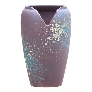 切口高桩粗陶大号多肉悬崖老桩花盆陶瓷家用缺口高盆老桩绿植透气