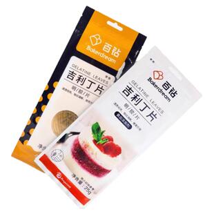 百钻吉利丁片家用食用明胶鱼胶片烘焙奶酪棒慕斯蛋糕布丁果冻材料