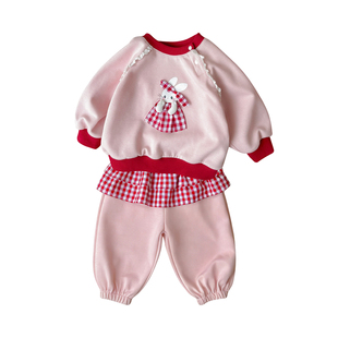 超好看洋气小童卫衣两件套装春季上衣裤子时髦女宝宝春装婴儿衣服