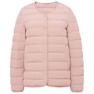 鸭鸭羽绒服女2025年秋冬新款时尚百搭轻薄短款圆领内胆保暖外套M