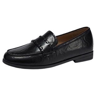 达芙妮黑色乐福鞋女款2026新款平底单鞋子女春百搭英伦风小皮鞋女