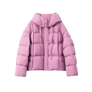 2025新款高蓬松度新90白鹅绒保暖泡芙连帽羽绒服小个子云朵短款女
