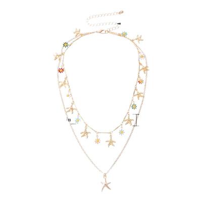 欧美风合金吊坠滴釉花项链流行