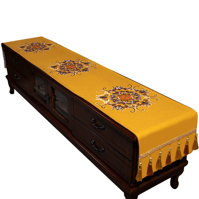 新中式电视柜桌布布艺盖巾书桌