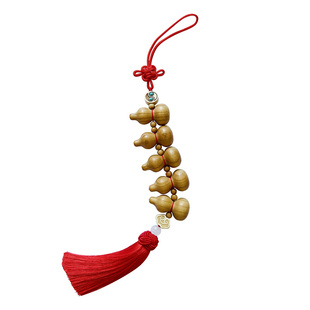 老桃木葫芦大门对门挂件五福临门葫芦红色中国结流苏室内招财挂饰