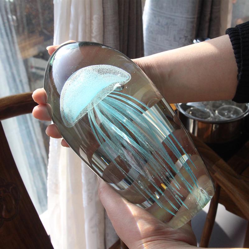 博山琉璃夜光水母球乔迁装饰办公室客厅玄关酒柜摆件送礼品纪念品