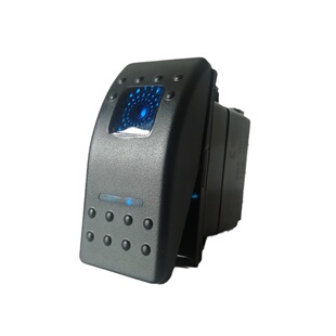 汽车开关三档自锁带蓝灯通用改装12V24V自复位房车船形翘板按键新