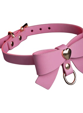 CHICCHOK原创真皮项圈女mM粉色蝴蝶结choker高级感颈环定制颈圈