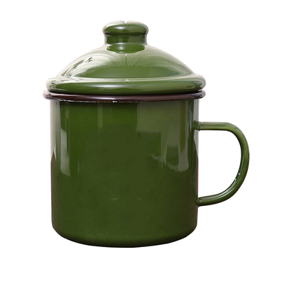 怀旧语录搪瓷杯绿色铁茶缸老干部