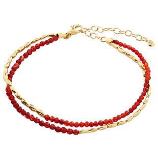 Monica Vinader莫妮卡手链本命年红玛瑙双层串珠手链红绳叠戴礼物