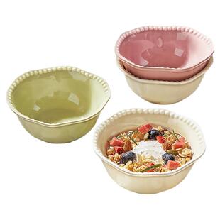 高颜值陶瓷酸奶碗带勺甜品碗家用漂亮饭碗个人专用燕麦水果碗盘子