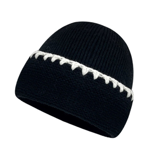 设计师款拼接撞色针织帽子女秋冬保暖毛线帽百搭显脸小包头帽冷帽