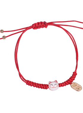 韩版招财猫手链女简约同学陶瓷