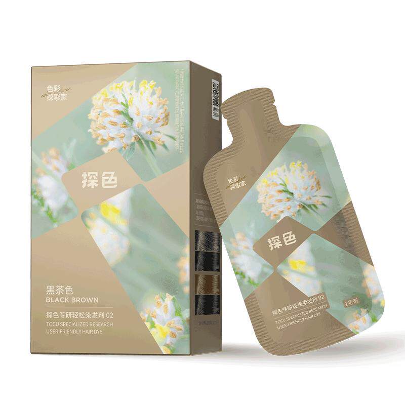 探色染发膏自己在家染精油染护植物纯盖白黑茶色补换色官方
