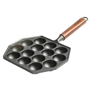 章鱼小丸子机铸铁家用无涂层不粘煎蛋锅烧鹌鹑蛋模具虾扯烤盘工具