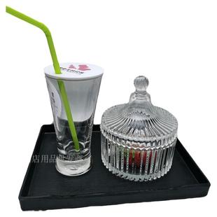 高挑收腰玻璃杯水杯简约大气透明带盖耐用杯子美容美发美甲定logo