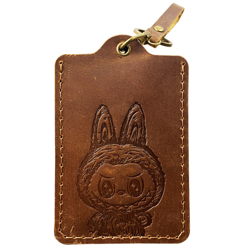 真皮卡套疯马皮保护卡包labubu证件学校感应饭卡门禁皮夹公交地铁