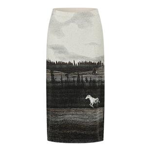 【SWAYING】蕾虎小马造型提花条纹渐变半裙2026早春新款女装裙子