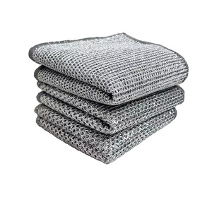 双层加厚钢丝洗碗布钢丝抹布球不沾油银丝刷锅洗碗金属网格耐磨