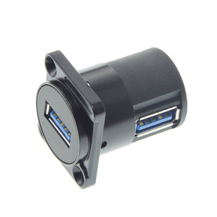 上下左右四向直角90度高速USB3.0双通母母D型插座模块卡农86面板