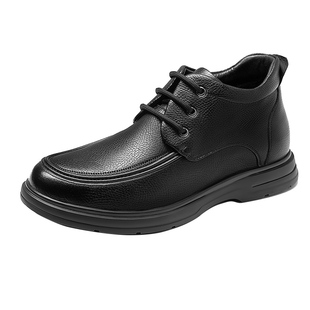 高哥内增高棉鞋2025冬季新款羊皮保暖加绒增高皮鞋男士隐形增高鞋