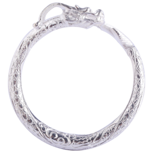 原创手工定制订做民族风999纯银饰品个性实心龙头手镯园镯