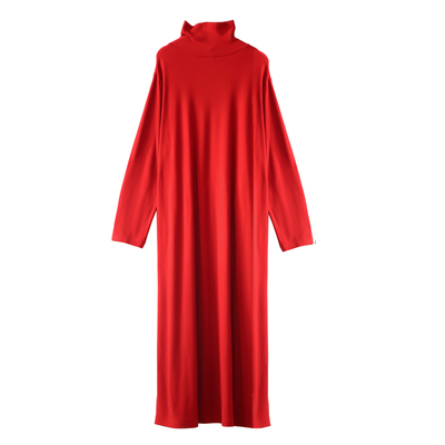 新年红气质长款连衣裙