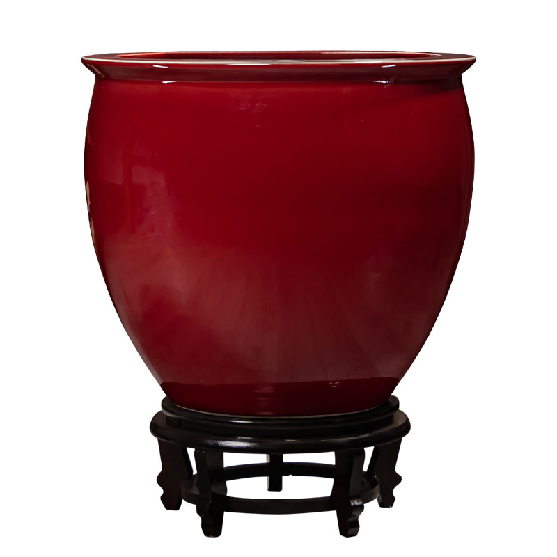 景德镇陶瓷器郎红花瓶字画颜色釉