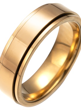 一页出品！韩版简约光面素圈不掉色转动戒指环小众设计感情侣对戒