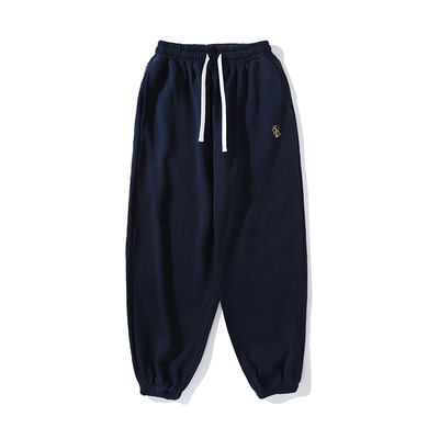 LUSHISI秋冬款末徒主题415g纯棉保暖重磅毛圈直筒针织束脚长卫裤