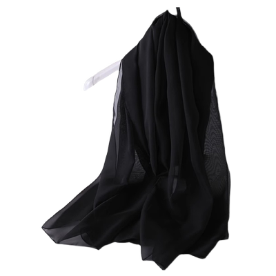 纯黑色丝巾桑蚕丝长围巾春夏秋冬