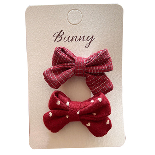 宝宝波点新年红色蝴蝶结布艺发夹婴幼儿2026新款可爱发饰百搭发卡