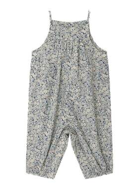 【新品】Bonpoint2026春夏女小童碎花背带裤小樱桃童装