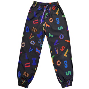 美式休闲高街jazz跳舞速干运动爵士舞裤子嘻哈街舞潮牌宽松显瘦女