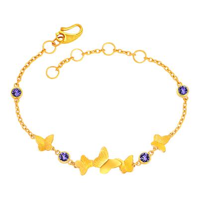 justgold镇金店蝶舞翩翩黄金手链