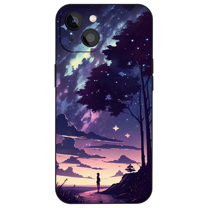 唯美风景手绘插画适用iPhone16全包11防摔12动漫14硅胶13苹果15ProMax华为OPPO小米VIVO玻璃SE艺术手机壳