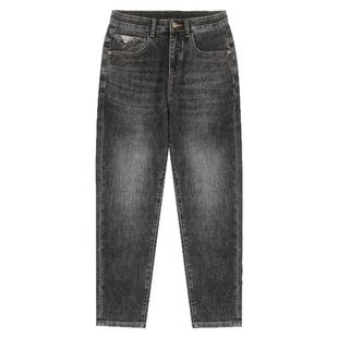 BSIJA/毕厶迦2025秋新款复古黑色质感潮流百搭休闲锥形牛仔裤