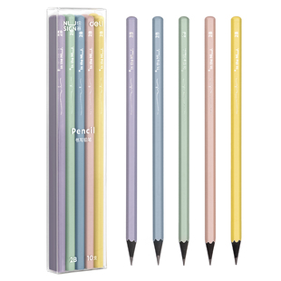 【十支装】得力纽赛黑木书写铅笔小学生专用HB/2B六角杆儿童用初学者画画手绘写字书写绘画铅笔考试专用