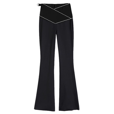 孕妇黑色低腰显瘦鲨鱼皮马蹄裤子