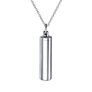 纪念宠物毛发亲人骨灰收藏吊坠护身符圆柱钛钢项链男女空心不掉色