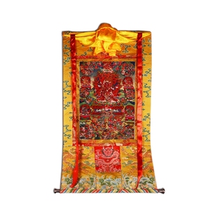 藏村文武百尊初吾 唐卡 尼泊尔棉布装裱矿物颜料画心挂件装饰挂画