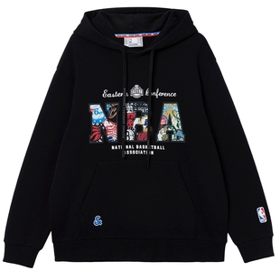 杰克琼斯男装秋冬外套落肩袖宽松卫衣NBA联名时尚潮休闲连帽男款