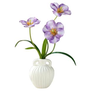 沁园春客厅白色陶瓷新中式装饰品玉兰花插花陶罐轻奢高级花瓶摆件