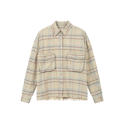 COSTUSTOOT宽松口袋格子衬衫外套