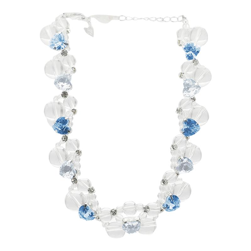 【宣美同款】PP《绫》蓝色水晶串珠多层流苏叠戴项链夏日choker